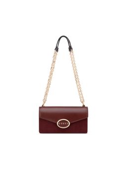 Guess - Brown Solid Magnetic Snap Crossbody Bag