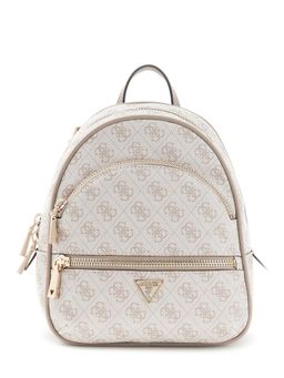 Guess - Beige Printed Zipper Manhattan Backpack