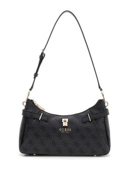 Guess - Black Printed Zipper Shoulder Bag