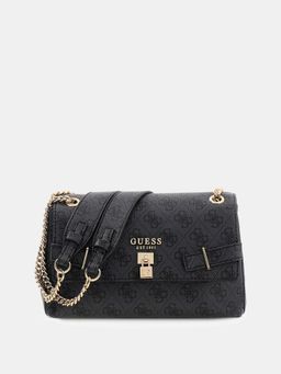 Guess - Grey Printed Magnetic Snap Crossbody Bag