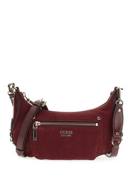 Guess - Burgundy Solid Zipper Crossbody Bag