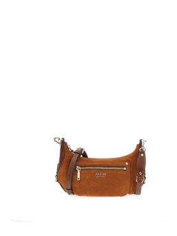Guess - Tan Solid Zipper Crossbody Bag