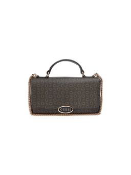 Guess - Brown Printed Magnetic Snap Crossbody Bag