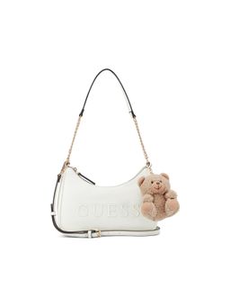 Guess - White Solid Zipper Crossbody Bag