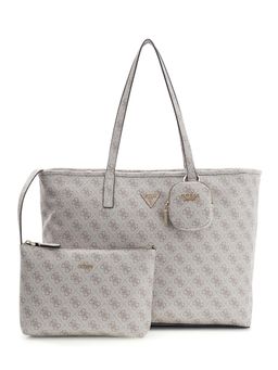 Guess - Grey Logo Printed Tote Bag With 2 Pouch