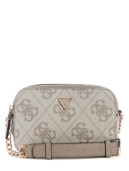 Guess - Beige Printed Zipper Crossbody Bag