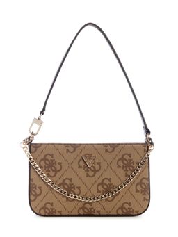 Guess - Brown Printed Zipper Shoulder Bag