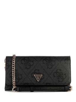Guess - Black Printed Magnetic Snap Mini Crossbody Bag
