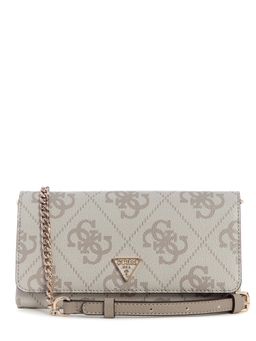 Guess - Beige Printed Magnetic Snap Mini Crossbody Bag