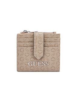 Guess - Beige Printed Snap Button Bi-Fold Wallet