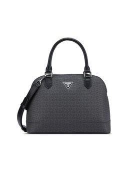 Guess - Grey Printed Zipper Satchel Bag with Detachable Strap