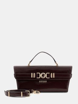 Guess - Burgundy Solid Magnet Satchel Bag with Detachable Strap