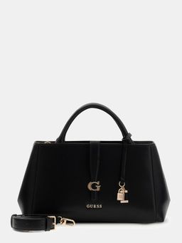 Guess - Black Solid Magnet Satchel Bag with Detachable Strap