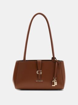 Guess - Brown Solid Zipper Carrie Girlfriend Shoulder Bag