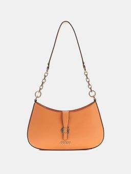Guess - Orange Solid Zipper Shoulder Bag