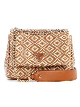 Guess - Brown Textured Magnetic Snap Crossbody Bag