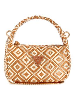 Guess - Brown Geometric Zipper Shoulder Bag