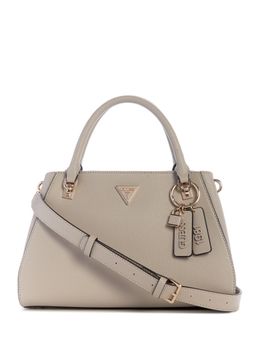Guess - Beige Solid Zipper Satchel Bag with Detachable Strap