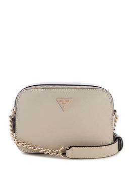 Guess - Beige Textured Zipper Crossbody Bag