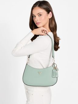 Guess - Green Solid Zipper Shoulder Bag