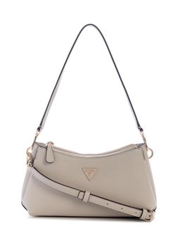 Guess - Beige Solid Zipper Noelle Crossbody Bag