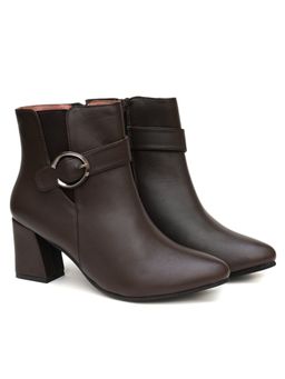 SHUZ TOUCH - Block Heels Ankle Brown Boots