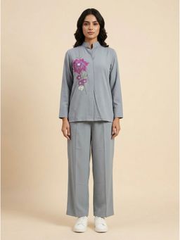 Bcz Style - Women Grey Embroidered Co-Ord Set