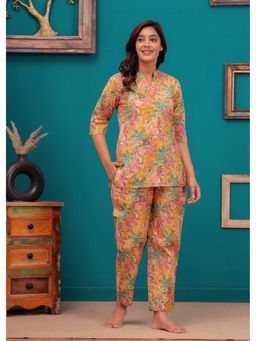 UrbanRang - Women Sunshine Mustard Floral Co-Ord Set
