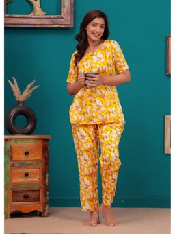 UrbanRang - Women Sunny Yellow Floral Printed Co-Ord Set