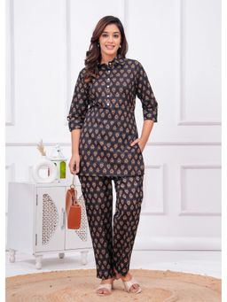 UrbanRang - Women Black Ethnic Printed Co-Ord Set