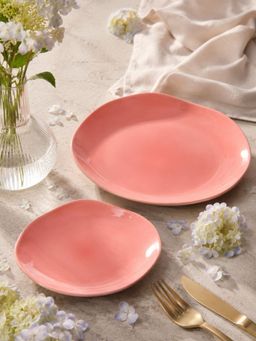 Freedom Tree - Keora Handpainted Coral Pink Ceramic Dinner & Side Plate