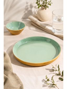Freedom Tree - Sakua Handcrafted Sal Green Ceramic Dinner Plate & Katori
