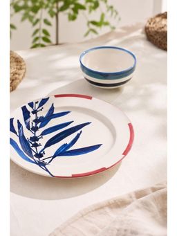 Freedom Tree - Wonderland Handpainted Blue Ceramic Dinner Plate & Katori