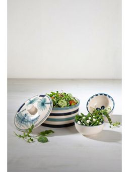 Freedom Tree - Serveware Handpainted Blue Ceramic Lidded Tureen & Teal Katori