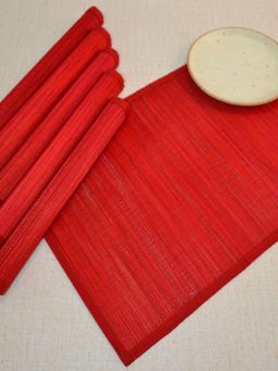 DHARINI - Red Bamboo Placemats (Pack of 6)