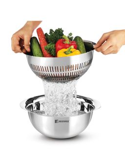 Bergner - 2 in 1 Stainless Steel Uni Colander & Mixing Bowl - 26 cm