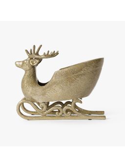 CASA DECOR - Golden Reindeer Sleigh Decorative Bowl Chillers