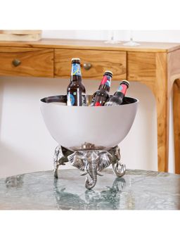 CASA DECOR - Elephant Base Metal Centerpiece Bowl Wine Chiller