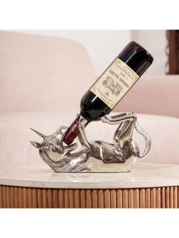 CASA DECOR - Silver Table Decor Unicorn Wine Bottle Holder