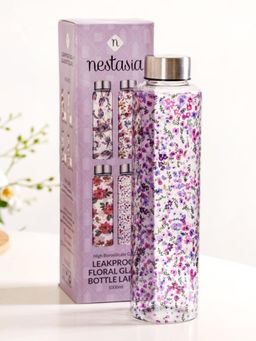 Nestasia - Purple Daisy Leakproof Borosilicate Glass Water Bottle - 1000ml