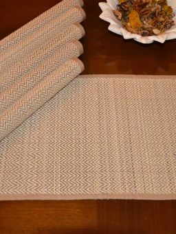 DHARINI - Fawn Madurkathi Chevron Placemats (Pack of 6)