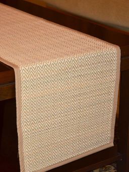 DHARINI - Fawn Madurkathi Chevron Table Runner