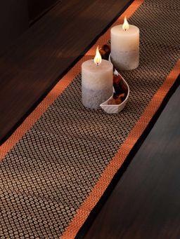 DHARINI - Black Madurkathi Diamond Table Runner