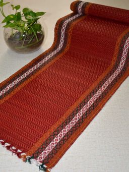 DHARINI - Maroon Madurkathi Tassels Table Runner
