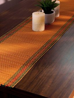 DHARINI - Mustard Madurkathi Tassels Table Runner
