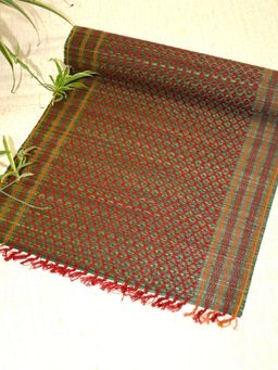 DHARINI - Green Madurkathi Tassels Table Runner