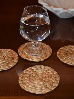 DHARINI - Water Hyacinth Round Coasters (Pack of 4)
