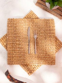 DHARINI - Water Hyacinth Square Placemats (Pack of 2)
