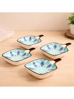 Voncasa - Square Ceramic Microwave Safe Chutney Bowls 90ml Each (Pack of 4)