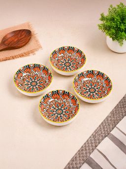 Voncasa - Round Ceramic Microwave Safe Chutney Bowls 90ml Each (Pack of 4)